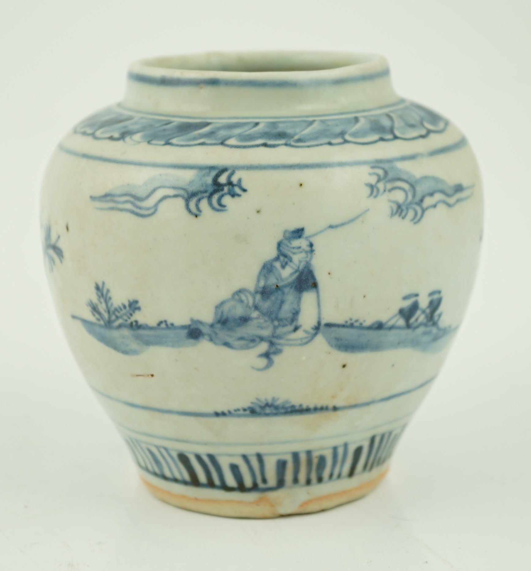 A Chinese Ming blue and white jar, late 15th century
